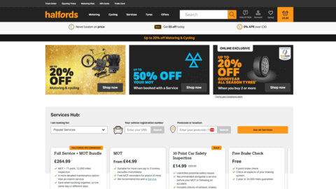 Halfords homepage